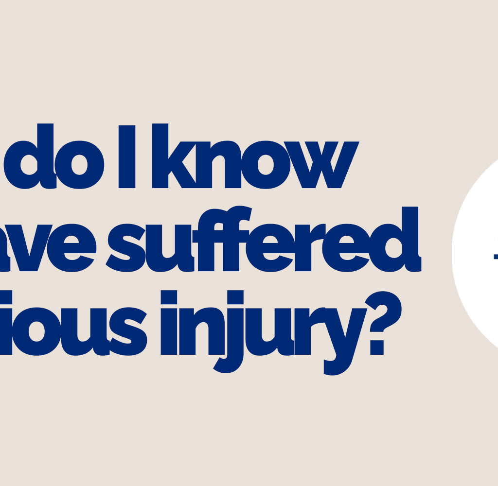 Banner with the words how do I know if I have suffered a serious injury written on it