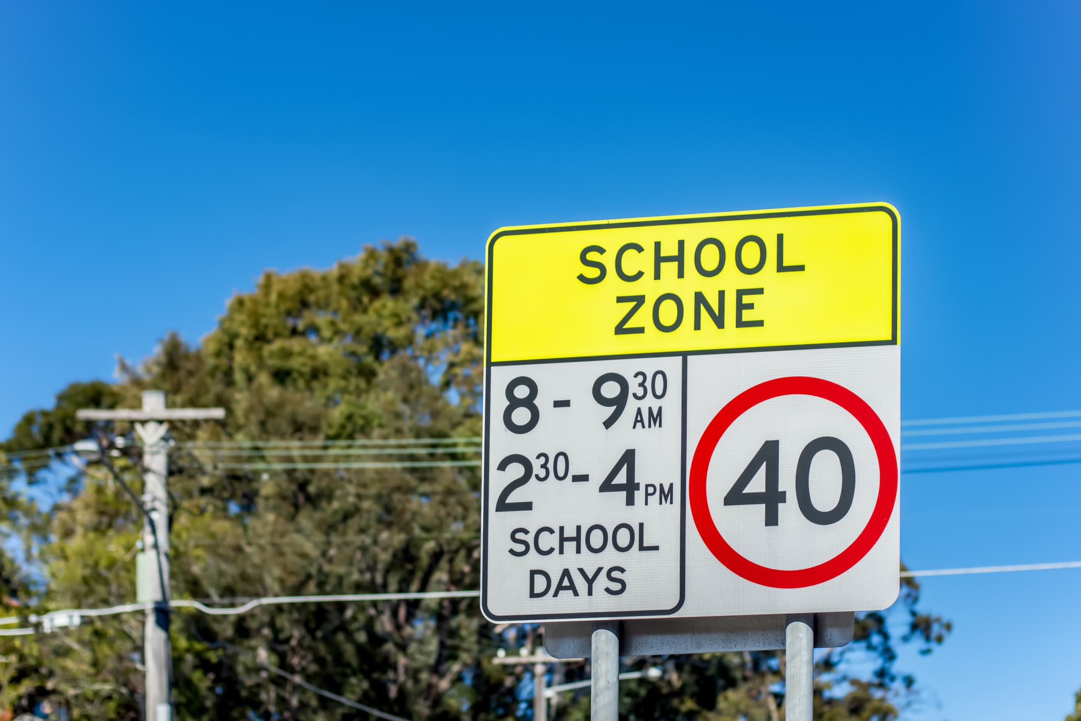 School safety zone sign 40 speed limit