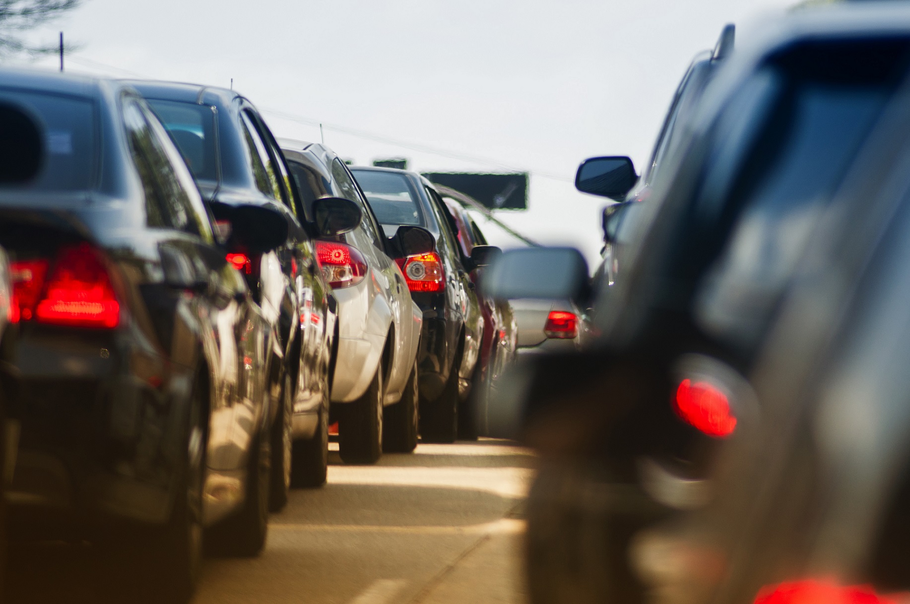 Traffic backed up from car accident